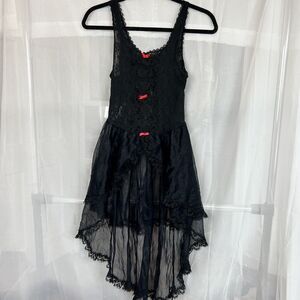 vintage 100% nylon tiered lace chemise slip dress steampunk gothic coquette